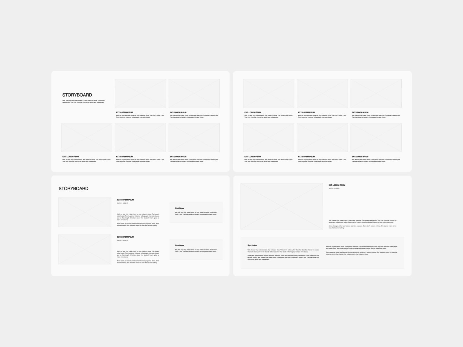 Storyboard Wireframes